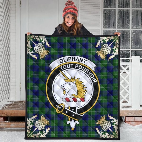Oliphant Modern Tartan Crest Premium Quilt - Gold Thistle Style Fashion