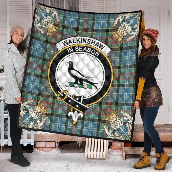 Walkinshaw Tartan Crest Premium Quilt - Gold Thistle Style Supply - Image 2