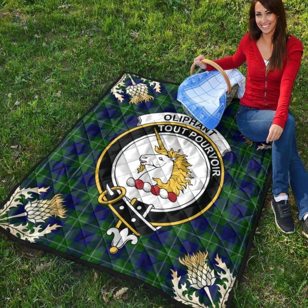 Oliphant Modern Tartan Crest Premium Quilt - Gold Thistle Style Fashion - Image 4