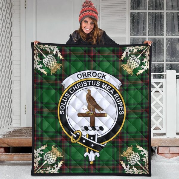 Orrock Tartan Crest Premium Quilt - Gold Thistle Style Hot on Sale